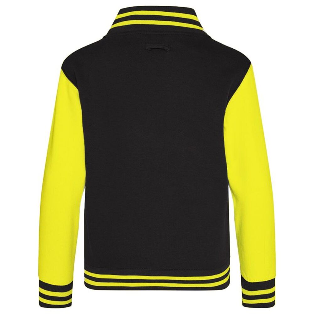 Awdis Kids Unisex Varsity Jacket / Schoolwear / Jet Black / Heather Grey